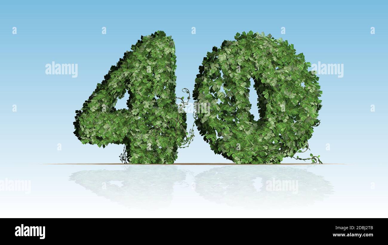 Numero 40 creato di foglie di edera verde Foto Stock