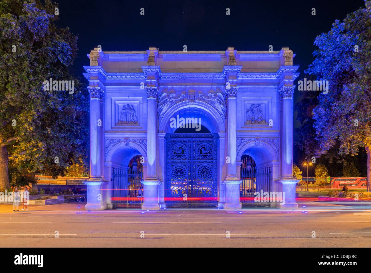 Marble Arch di notte, Londra, Inghilterra, Regno Unito, Europa Foto Stock