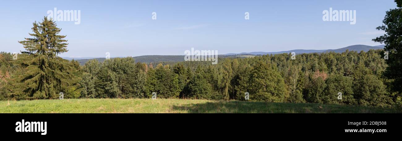 Panorama a Schmalkalden con Monte Kali sullo sfondo Foto Stock