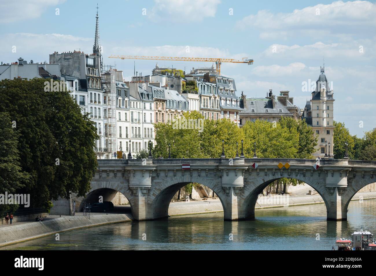 Senna, Palais de la Cite, Parigi, Ile-de-France, Francia, Europa Foto Stock