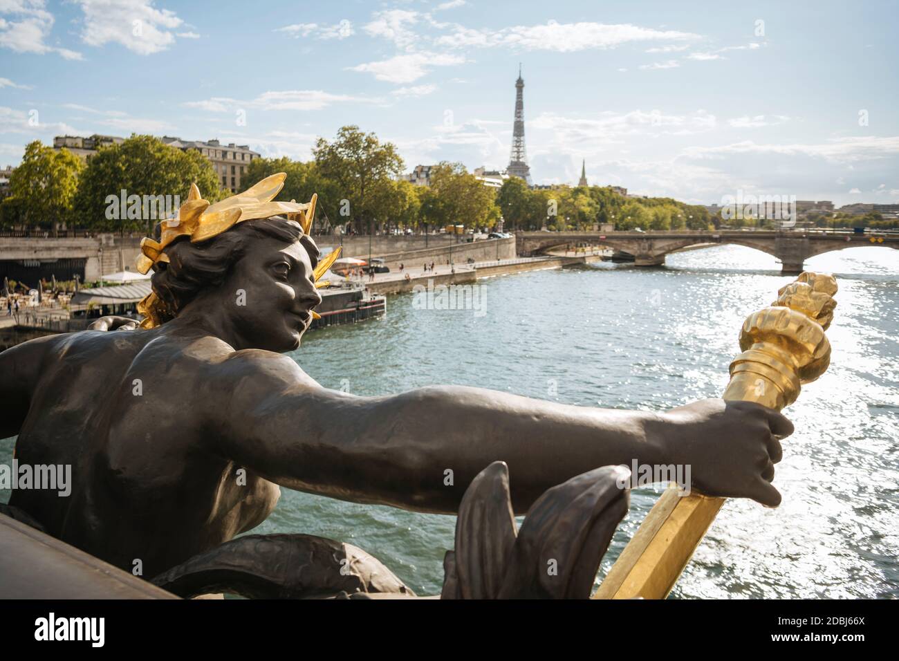 Pont Alexandre III e Fiume Senna, Parigi, Ile-de-France, Francia, Europa Foto Stock