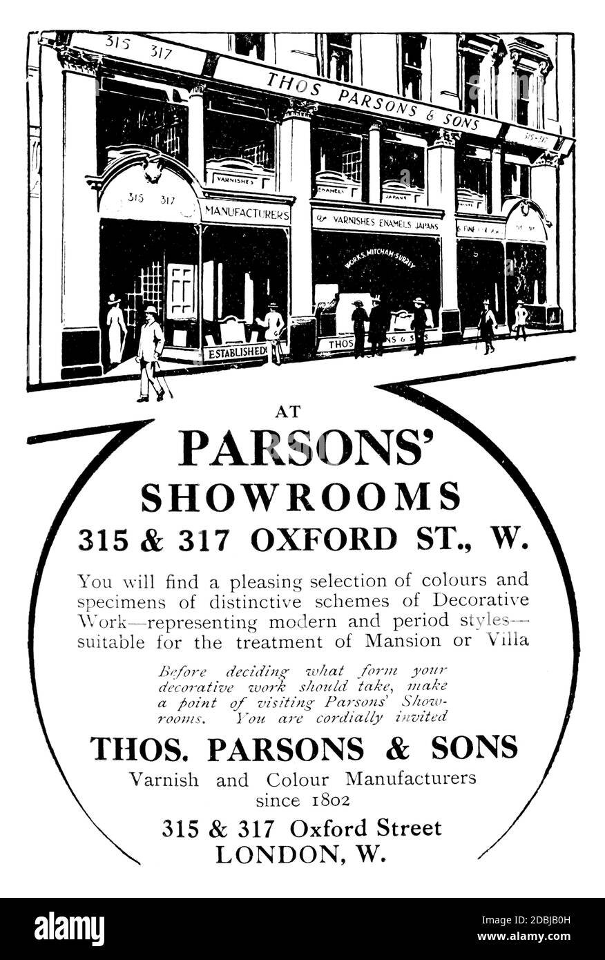 1914 Thomas Parsons & Sons, vernice e colori produttori pubblicità da The Studio un Illustrated Magazine di Belle e applicate Arte Foto Stock