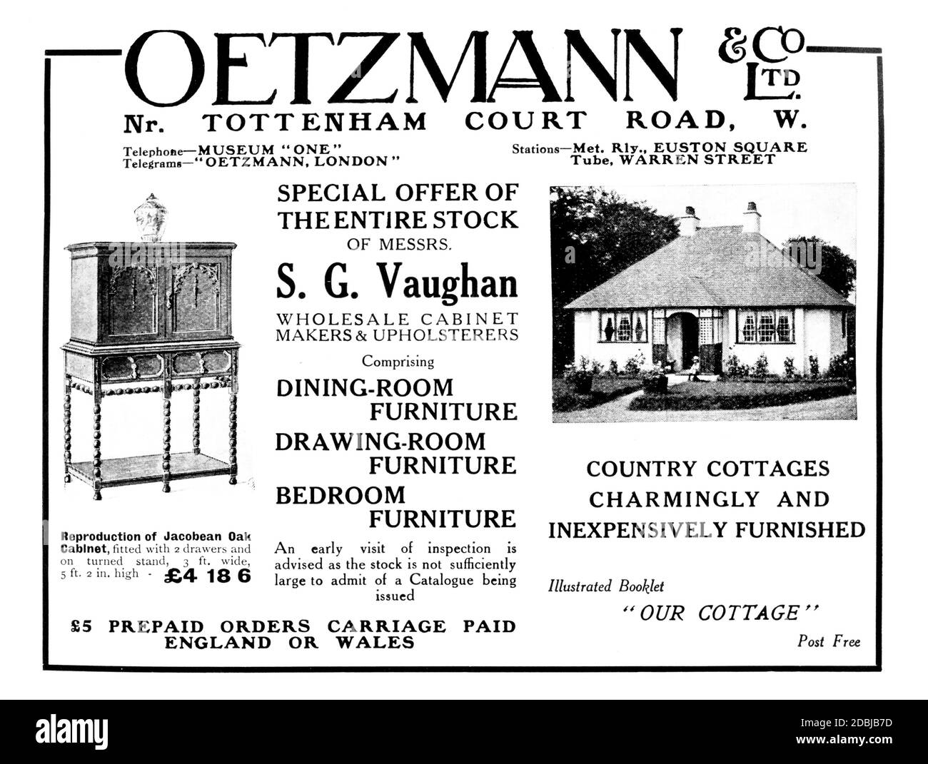 1914 pubblicità per Oetzmann & co ltd, negozio di mobili, Tottenham Court Road, Londra, dallo Studio An Illustrated Magazine of fine and Applied A. Foto Stock