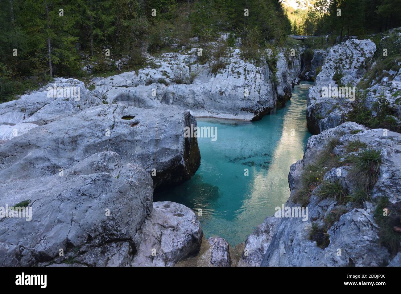 Velika Korita o Grande canyon del fiume Soca, Bovec, Slovenia in autunno. Gorge, nazionale. Foto Stock