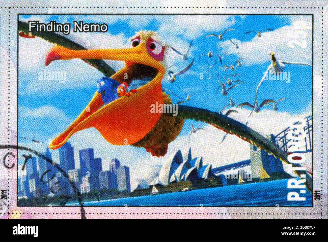TANGO - CIRCA 2011: Francobollo stampato da Tango, mostra il personaggio dei cartoni animati di Walt Disney, trovando Nemo, circa 2011 Foto Stock