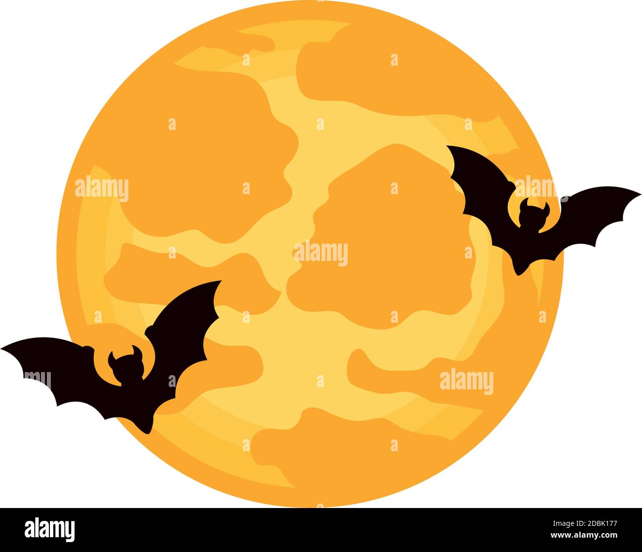 halloween pipistrelli che volano con disegno vettoriale di figura di fullmoon Illustrazione Vettoriale