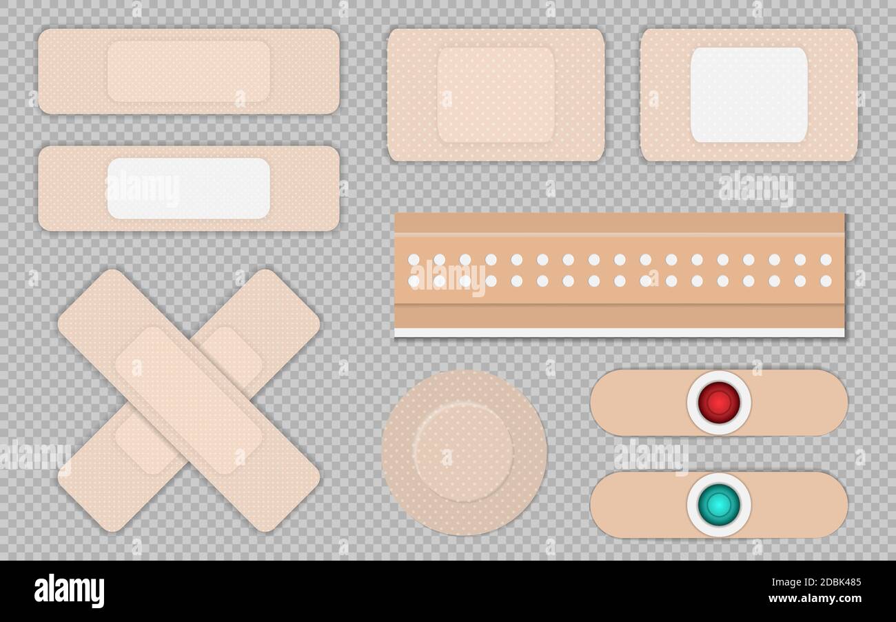 Set di plastiche medicali su sfondo trasparente. Oggetto vettore isolato. EPS 10. Illustrazione Vettoriale