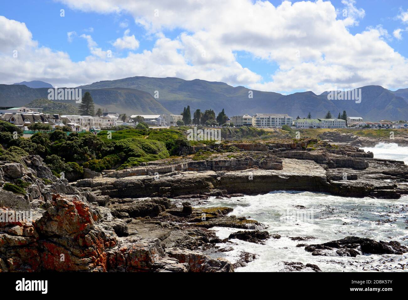 La costa di Hermanus in Sud Africa Foto Stock