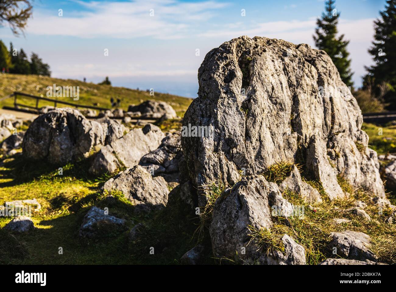Vista dal monte Schockl a Graz. Luogo turistico in Graz Stiria. Luoghi da vedere in Austria roccia pietra calcarea macinata Foto Stock