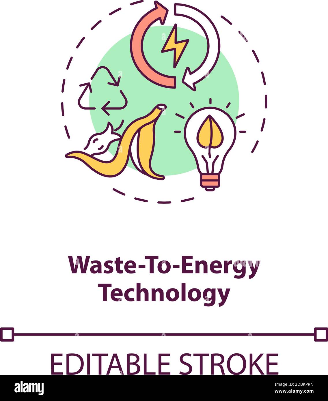 Icona del concetto di tecnologia "rifiuti in energia" Illustrazione Vettoriale