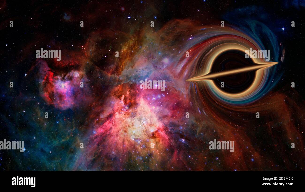 Gargantua galassia design, Black hole brillare in universo, ispirazione dal film interstellare. Elementi di questa immagine forniti dalla NASA. Foto Stock