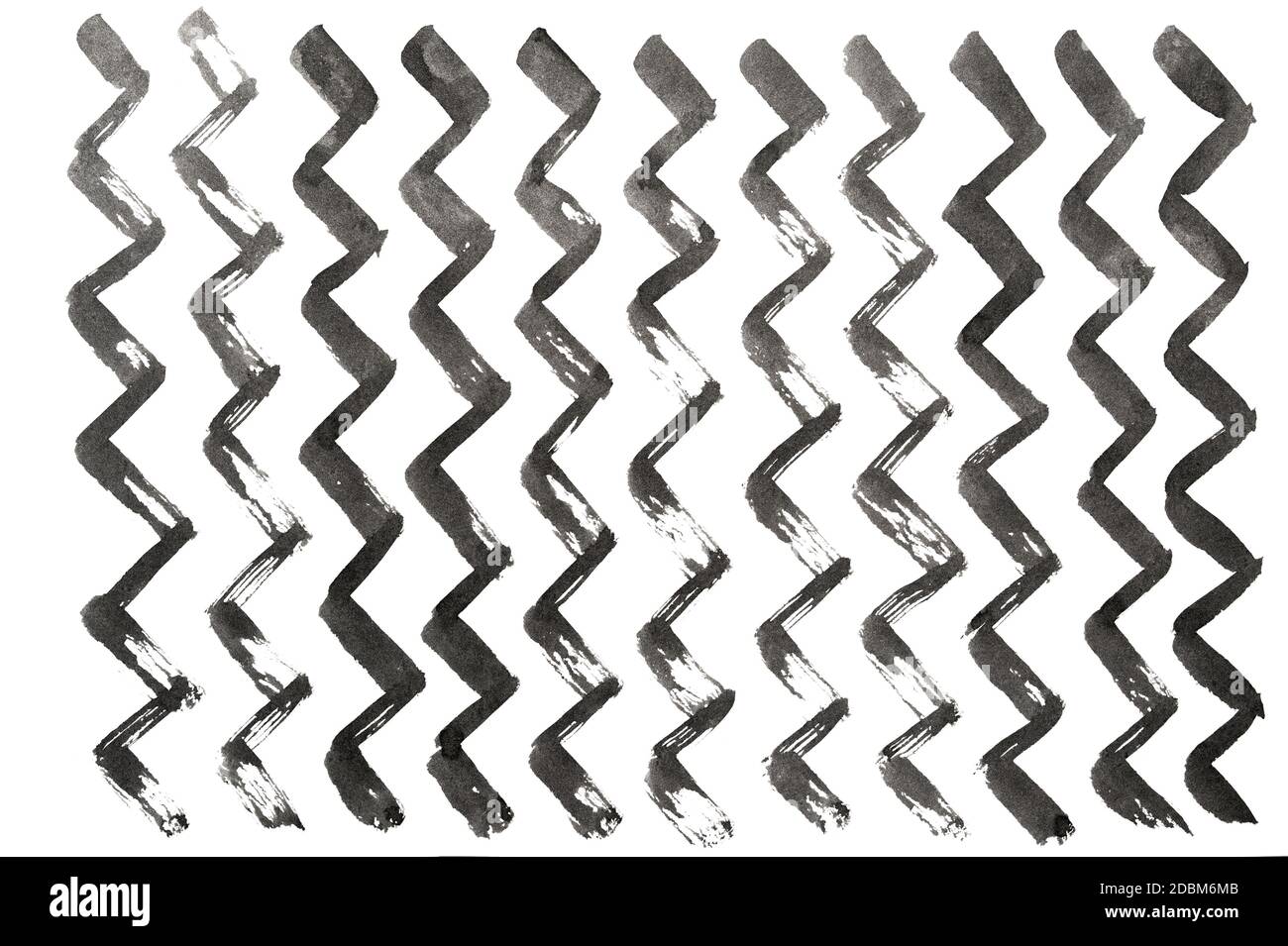 Trama acquerello dipinta di nero. Macchie acquerello inchiostro Pennello. Mano disegnata su un motivo di sfondo astratto bianco Foto Stock