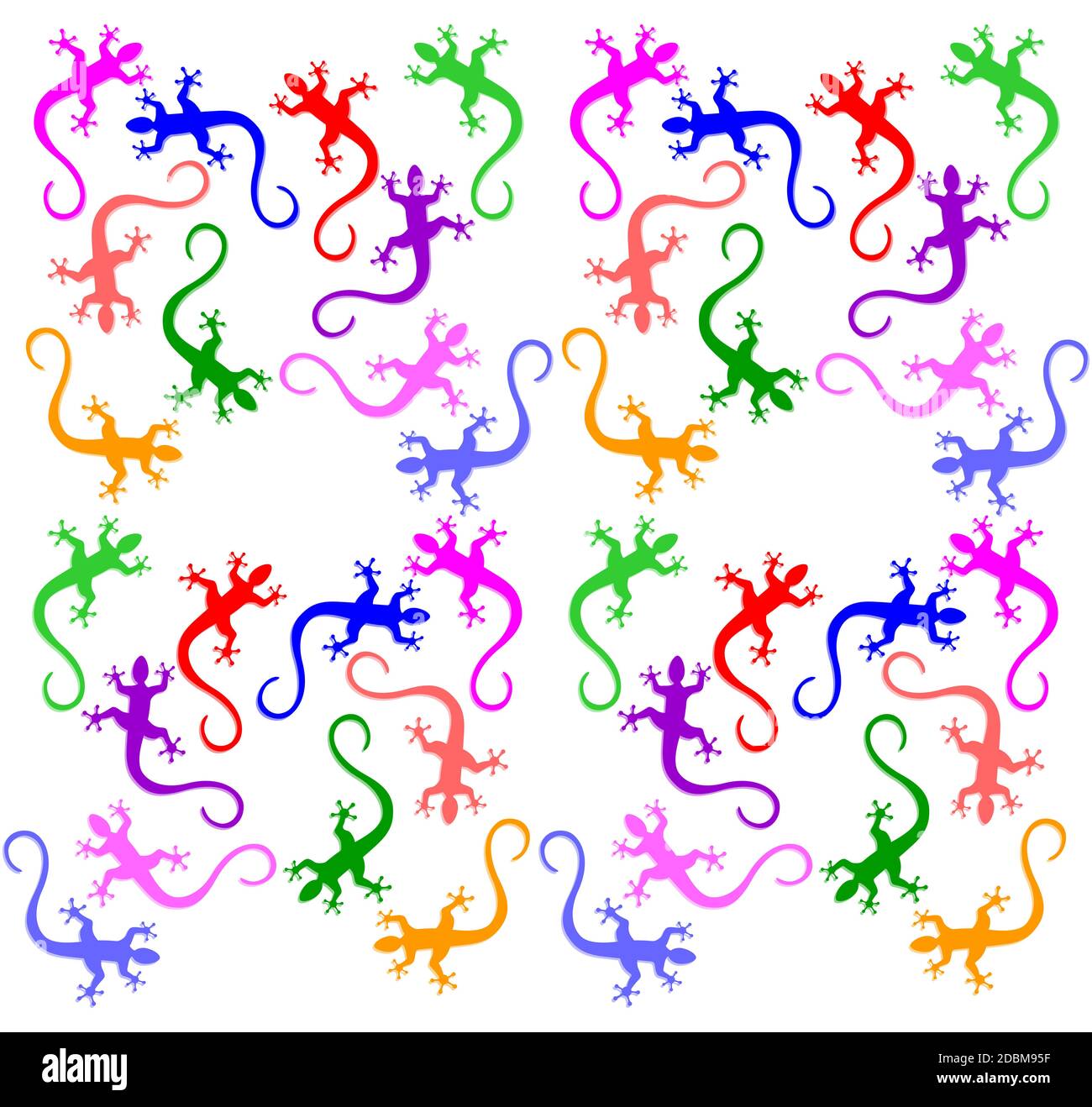Set di motivi gecko senza giunture - illustrazione vettoriale Foto Stock
