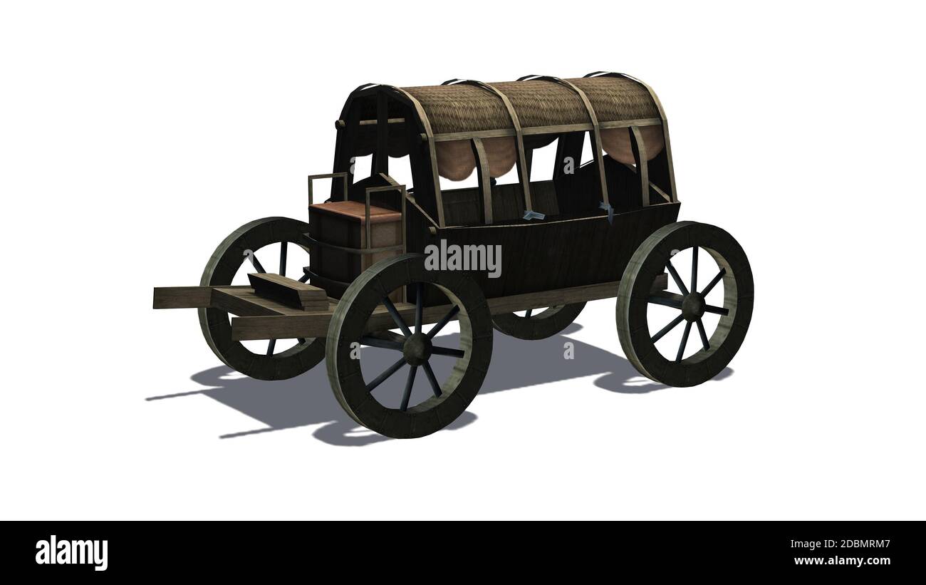 Antico carro - isolato su sfondo bianco Foto Stock