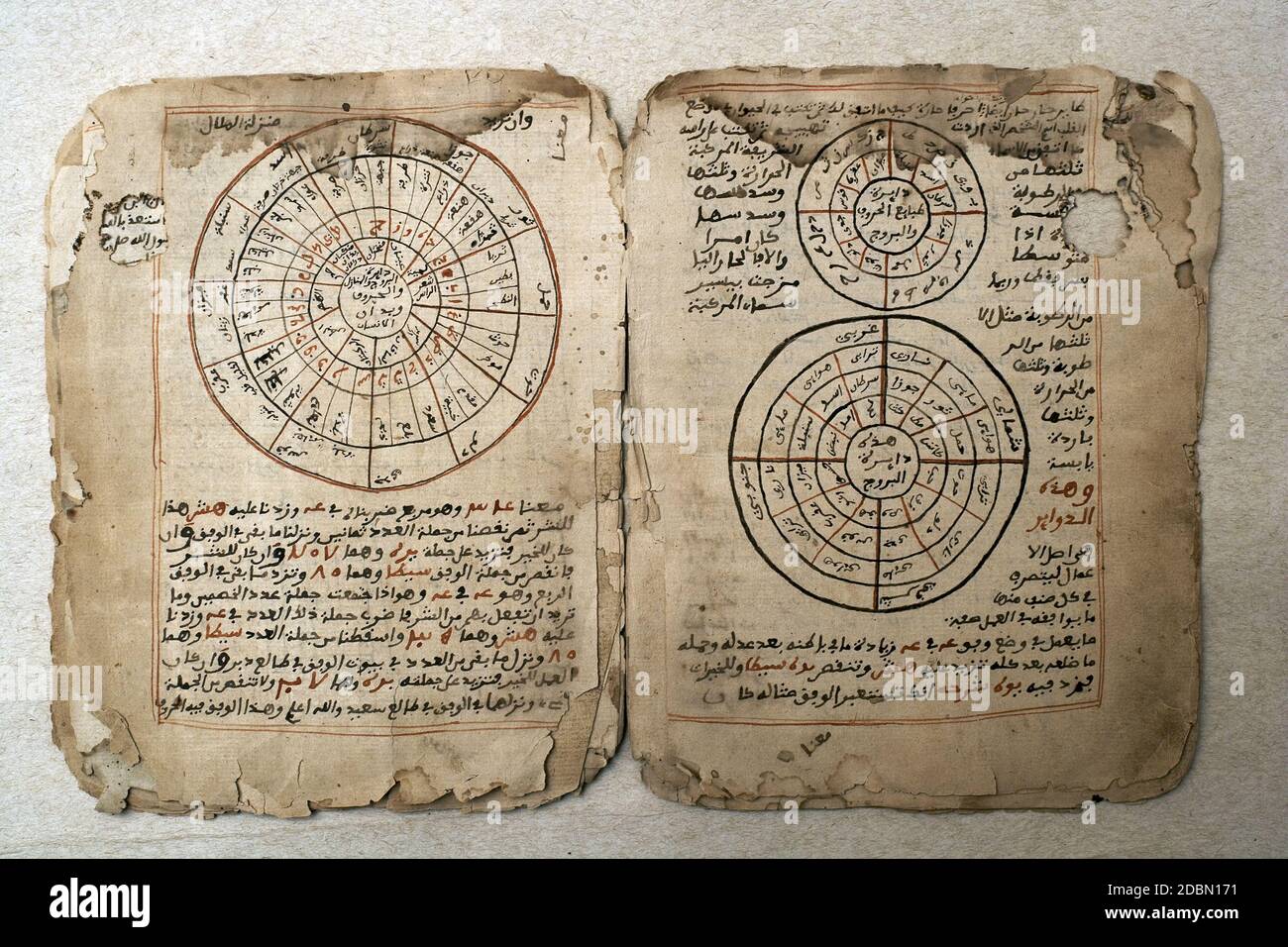 Scritto su Astronomia nella biblioteca privata Mamma Haidera a Timbuktu, Mali , Africa occidentale. Foto Stock