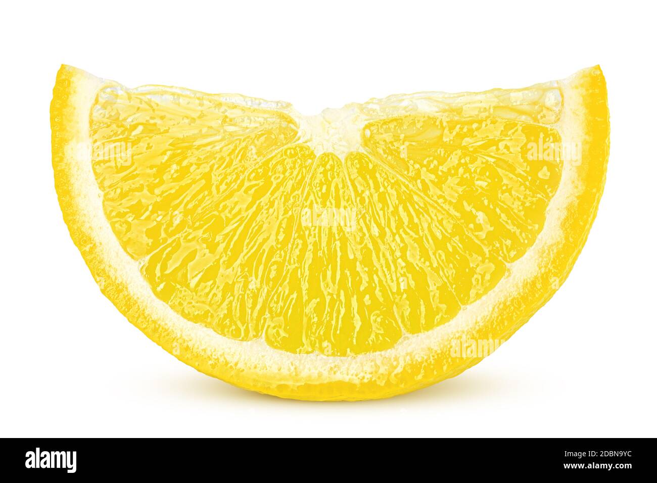Fettina di limone, percorso di clipping, isolato su sfondo bianco tutta la profondità di campo Foto Stock