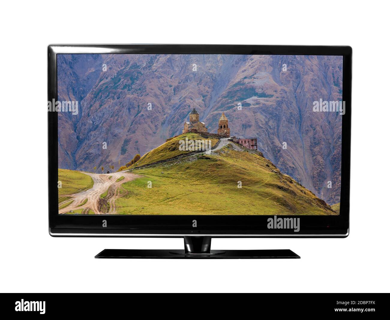 tv con vista sui paesaggi georgiani Foto Stock