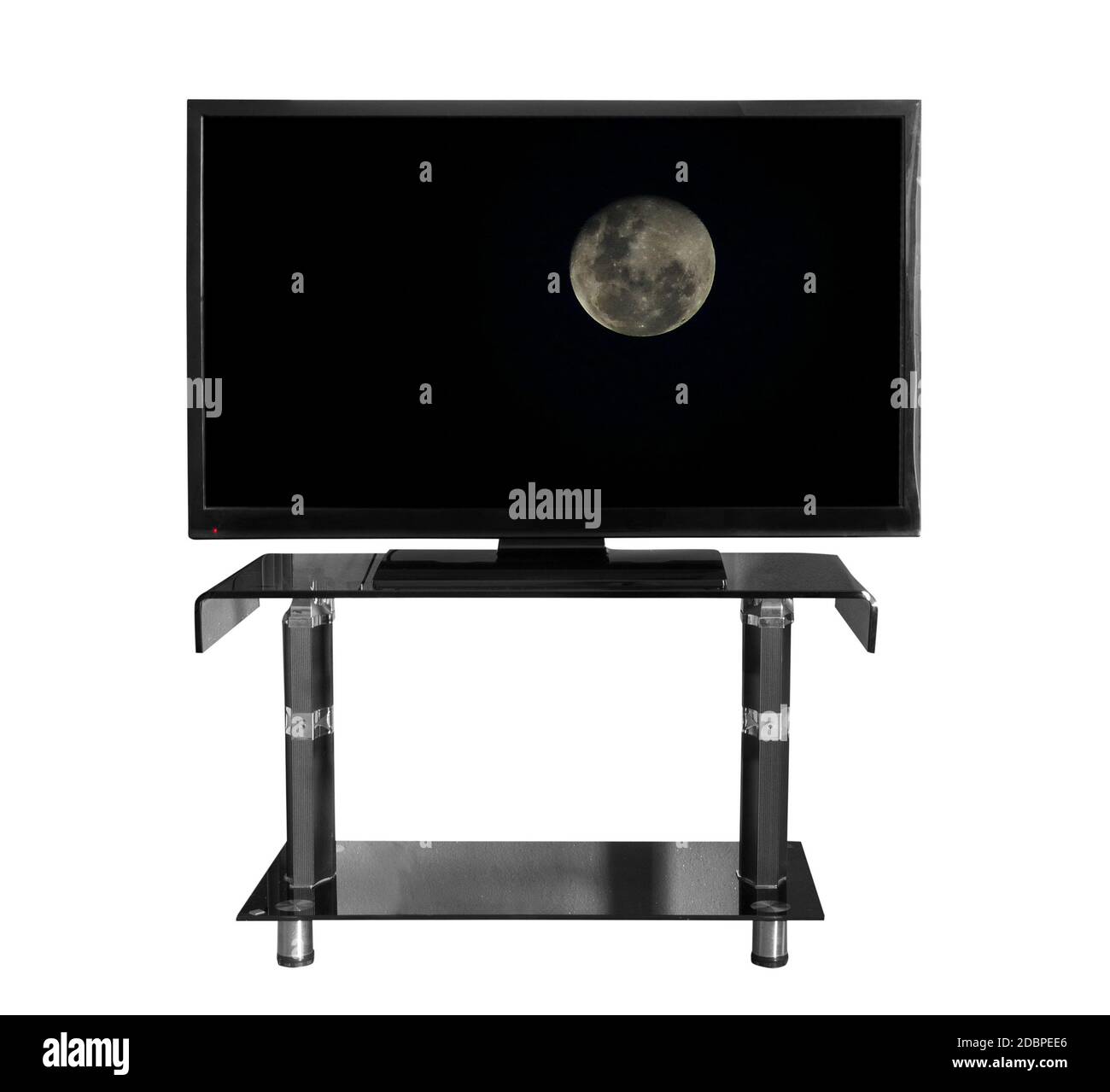 Tv sul piedistallo con foto Foto Stock