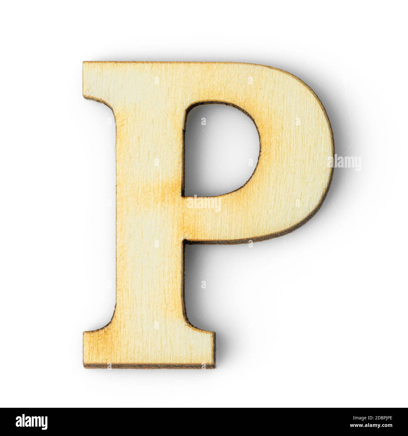 Alfabeto di legno studia lettera inglese con ombra goccia su bianco  Sfondo,P Foto stock - Alamy