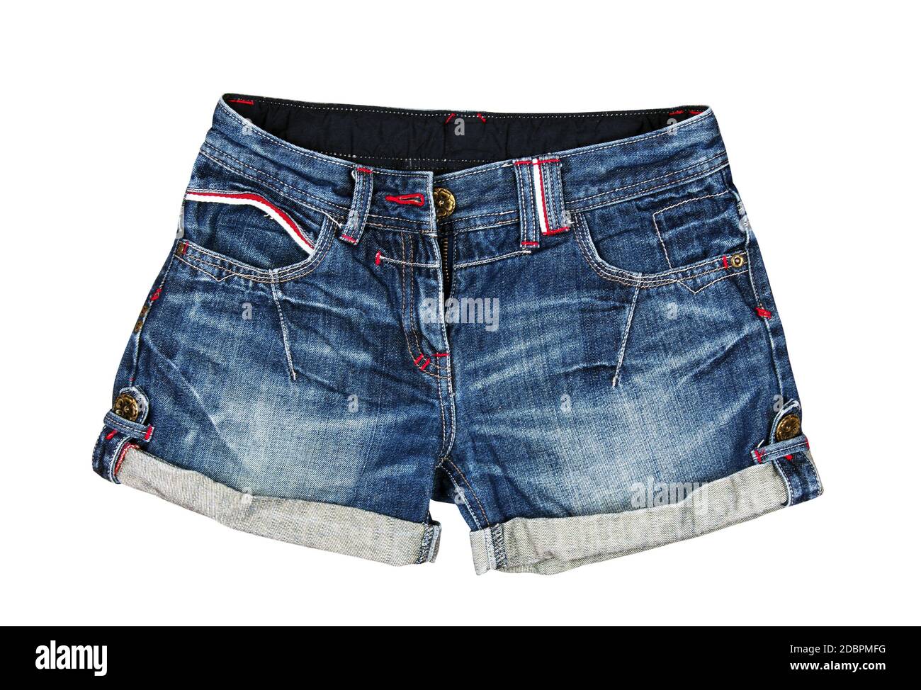 Jeans Shorts sul bianco Foto Stock