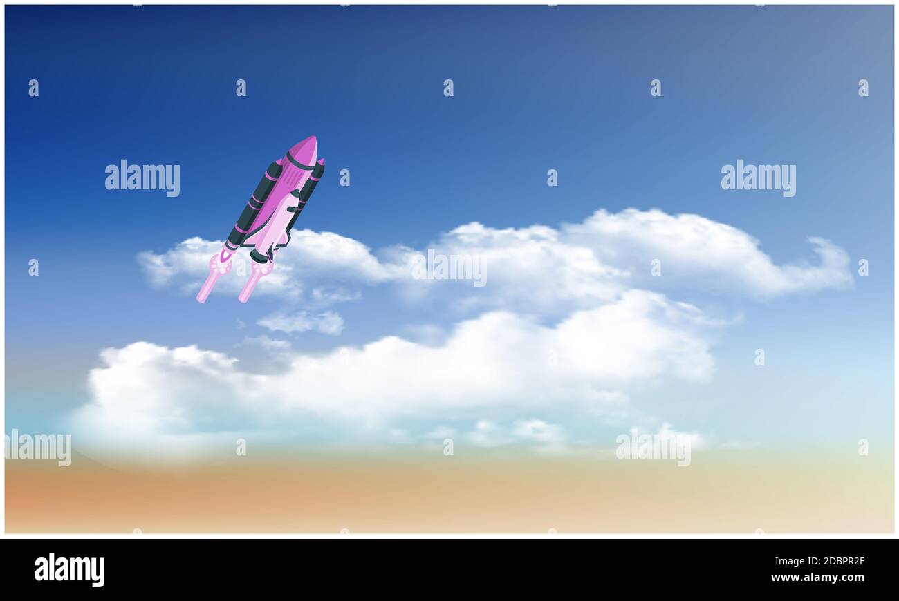 astronave che viaggia dalle stazioni di terra allo spazio esterno Foto Stock astronave che viaggia dalle stazioni di terra allo spazio esterno Foto Stock
