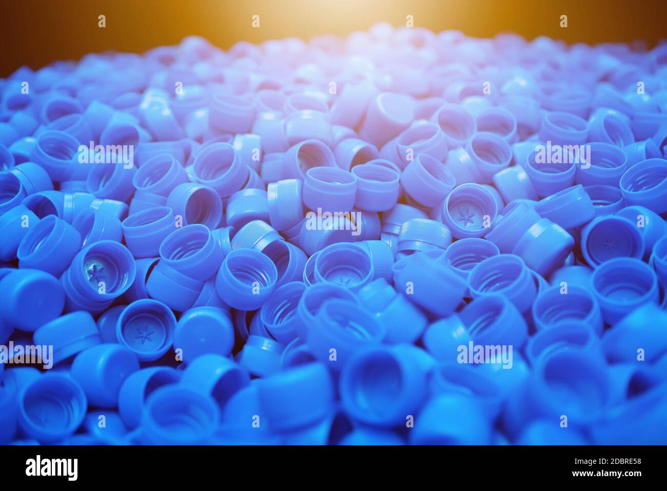 Tappi per bottiglie in plastica. Struttura dei tappi dei flaconi Foto Stock