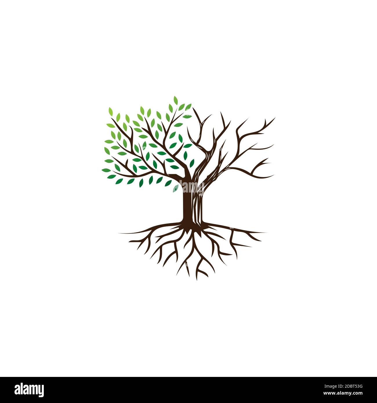 Modello di disegno del logo dell'illustrazione dell'albero della vita e della morte Illustrazione Vettoriale