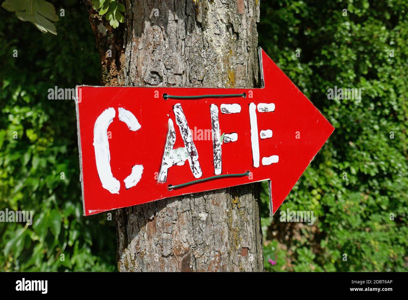 Tin segno di CafÃ© Foto Stock