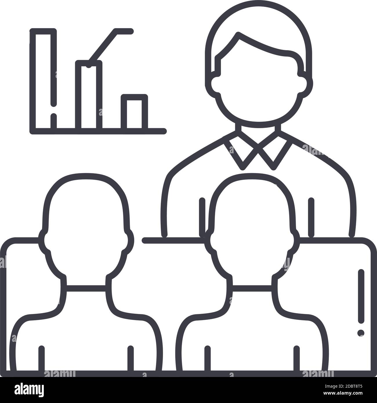 Icona del concetto di formazione, illustrazione isolata lineare, vettore a linee sottili, segno di disegno web, simbolo del concetto di contorno con tratto modificabile su bianco Illustrazione Vettoriale
