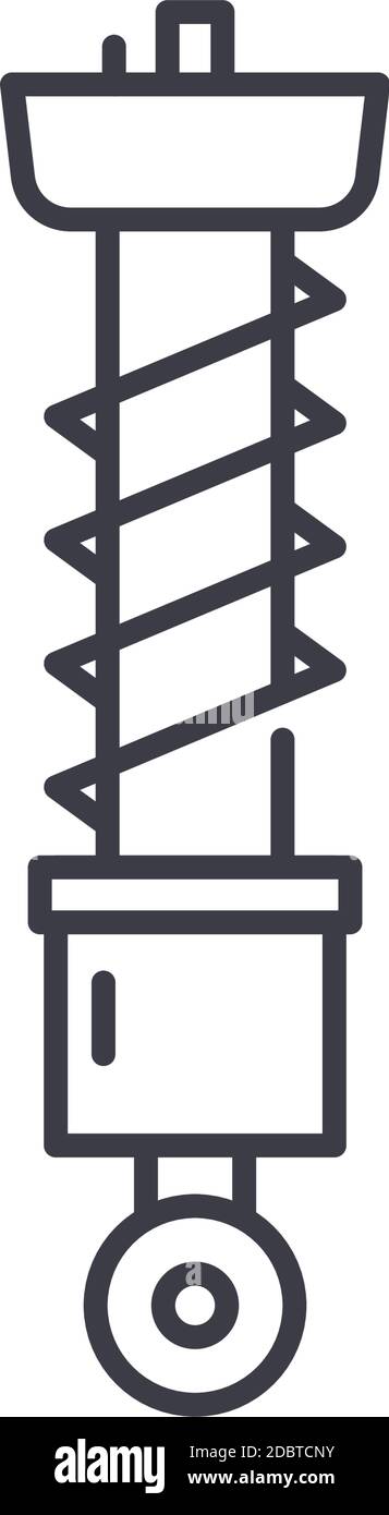 Icona shock a molla, illustrazione isolata lineare, vettore a linee sottili, segno di disegno web, simbolo del concetto di contorno con tratto modificabile su sfondo bianco. Illustrazione Vettoriale