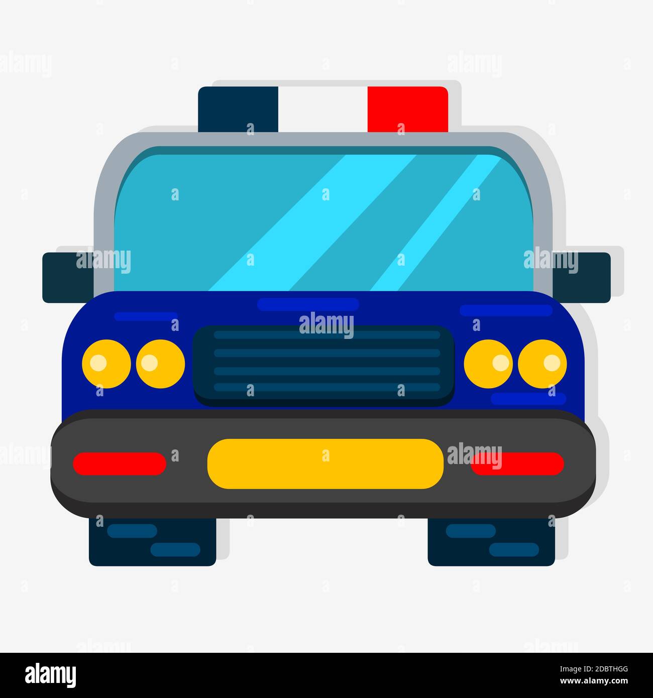 illustrazione vettoriale della vista frontale dell'auto della polizia in stile piatto Illustrazione Vettoriale illustrazione vettoriale della vista frontale dell'auto della polizia in stile piatto Illustrazione Vettoriale