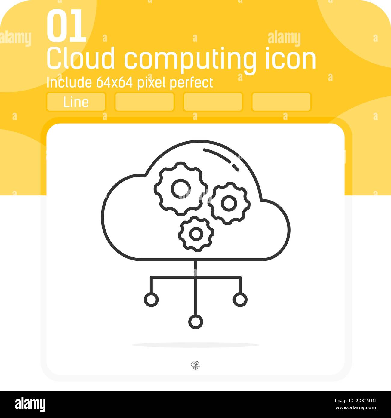 Icona del concetto di cloud computing con stile di linea isolato su sfondo bianco. Immagine vettoriale icona del simbolo del fumetto per la comunicazione digitale Illustrazione Vettoriale