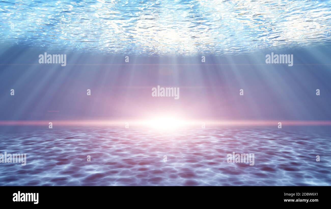 Tranquilla scena subacquea con raggi di sole Foto Stock