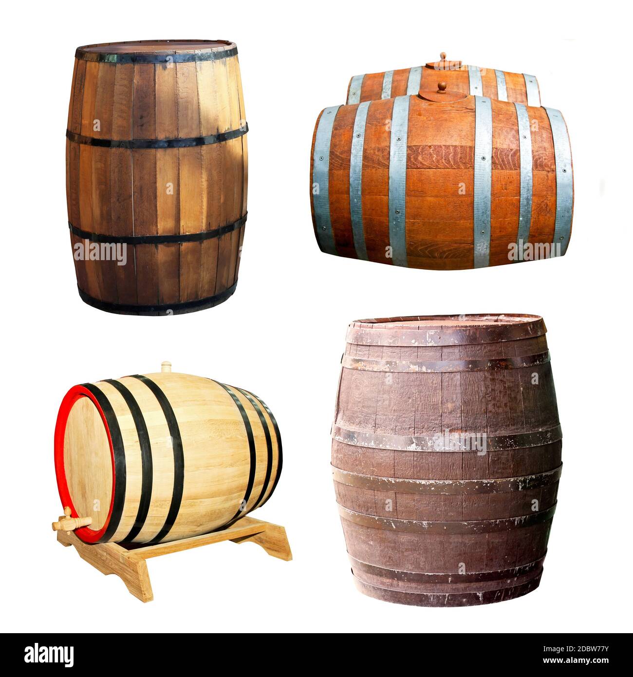 Classici vecchi barili di legno per bevande Foto Stock