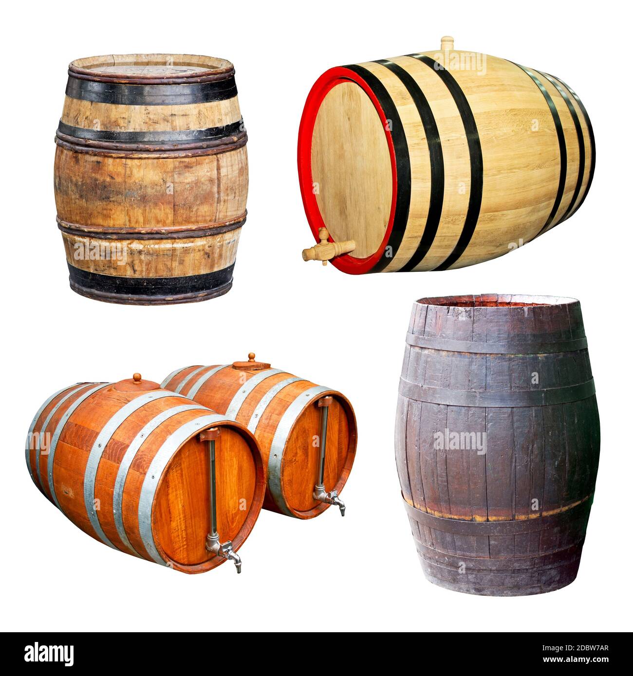 Classici vecchi barili di legno per bevande Foto Stock