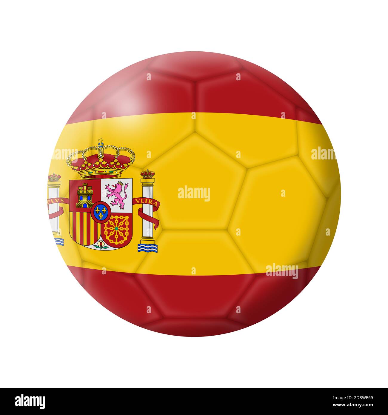 Una Spagna calcio palla calcio 3D Illistration isolato su bianco con tracciato di ritaglio Foto Stock