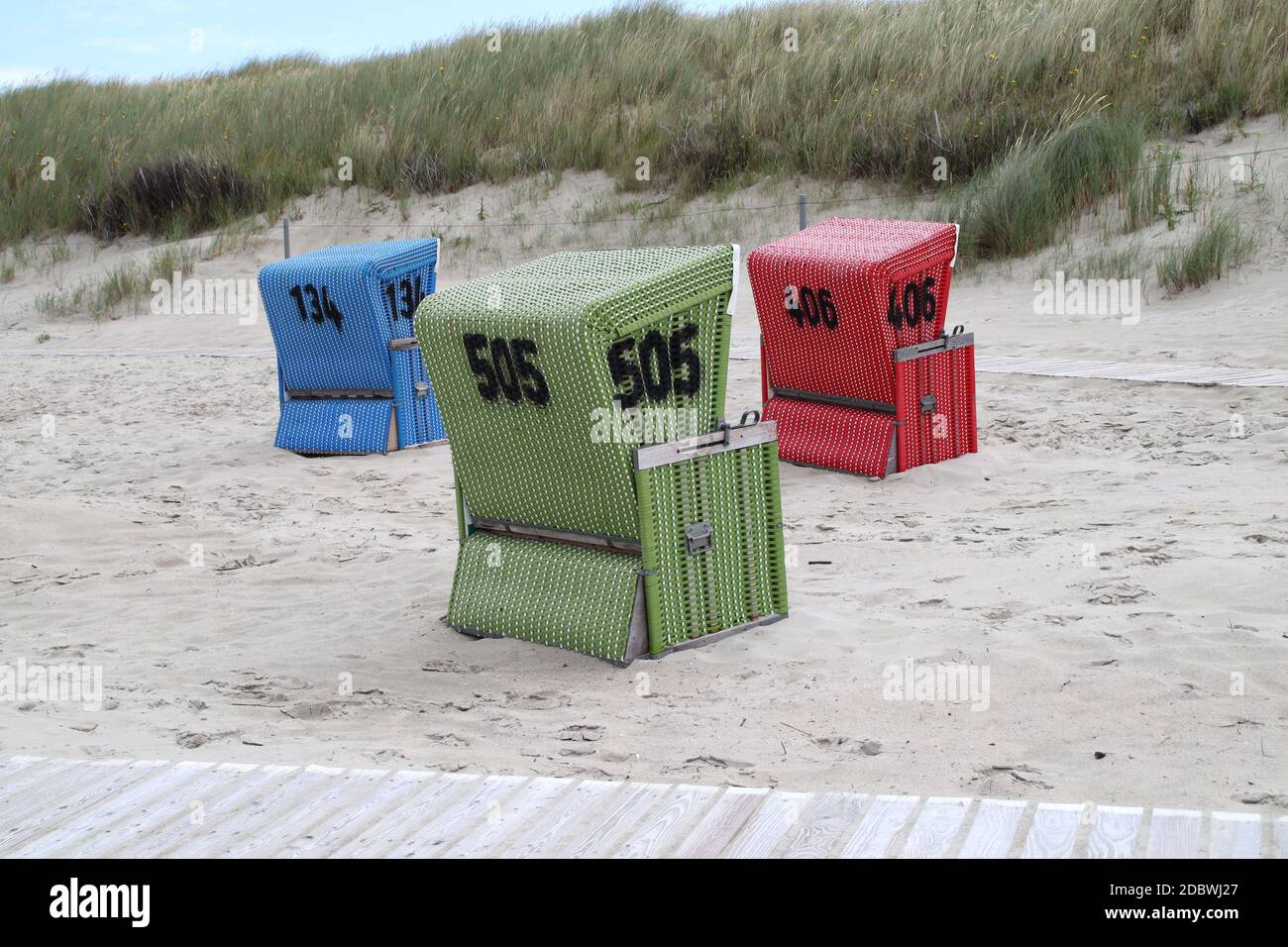 Sedie da spiaggia su Langeoog Foto Stock