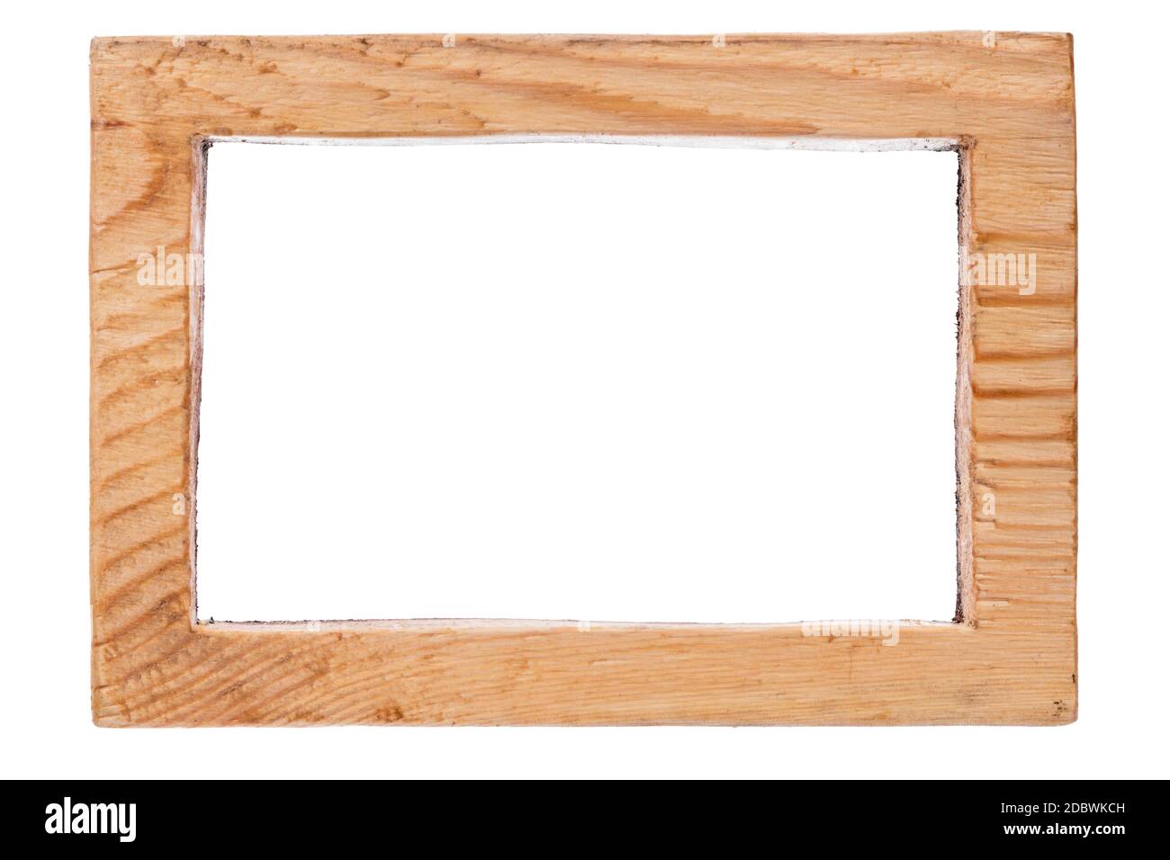 Un pezzo di legno vintage frame isolati su sfondo bianco. Modelli naturali, di consistenza Foto Stock