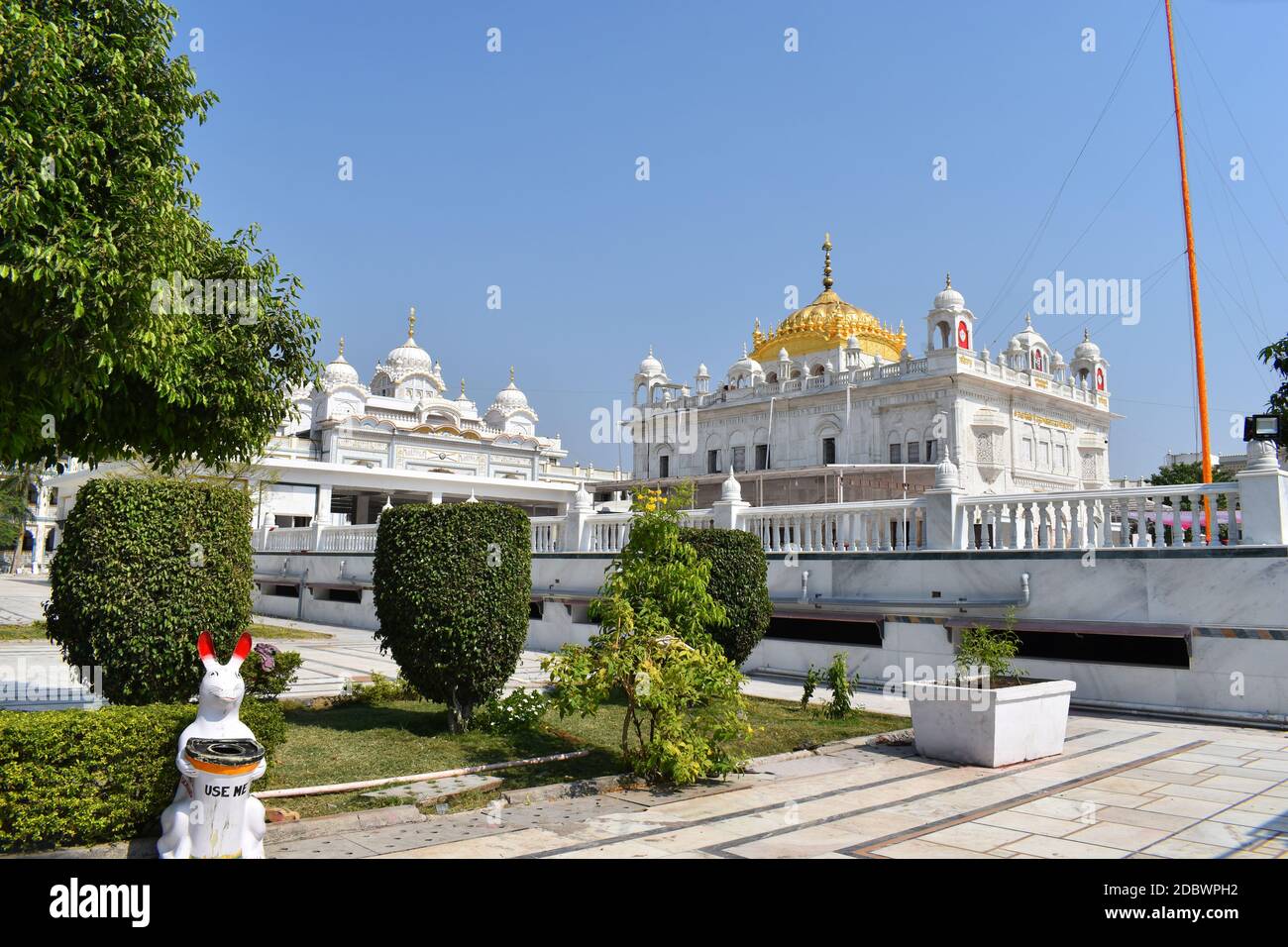 Facciata - Takhat Sachkhand Shri Hazur Abchalnagar Sahib, principale Gurudwara di Nendered e uno dei cinque alti seggi di autorità dei Sikh. Maharashtra Foto Stock