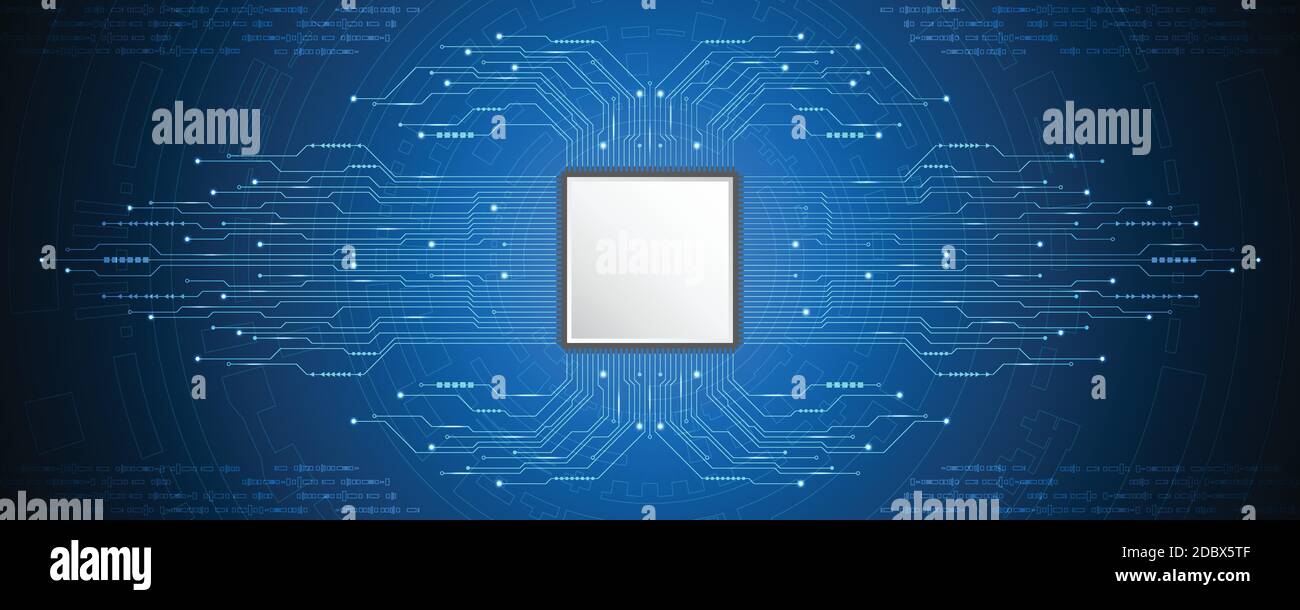 CPU parte essenziale del computer. Illustrazione Vettoriale