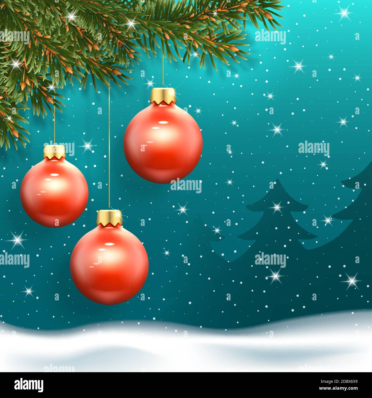 Banner di Capodanno con palle di Natale Illustrazione Vettoriale