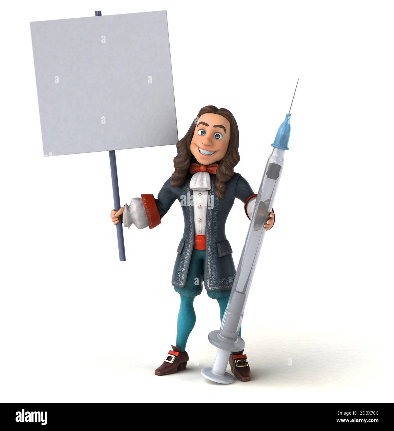 3D Illustrazione di un uomo cartoon in costume storico barocco Foto Stock