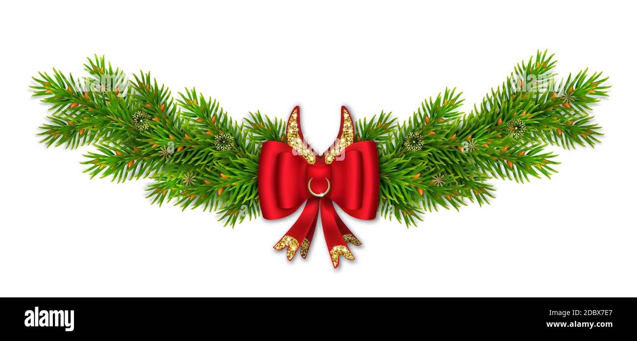 Vignetta di abete rosso con bow4 Illustrazione Vettoriale