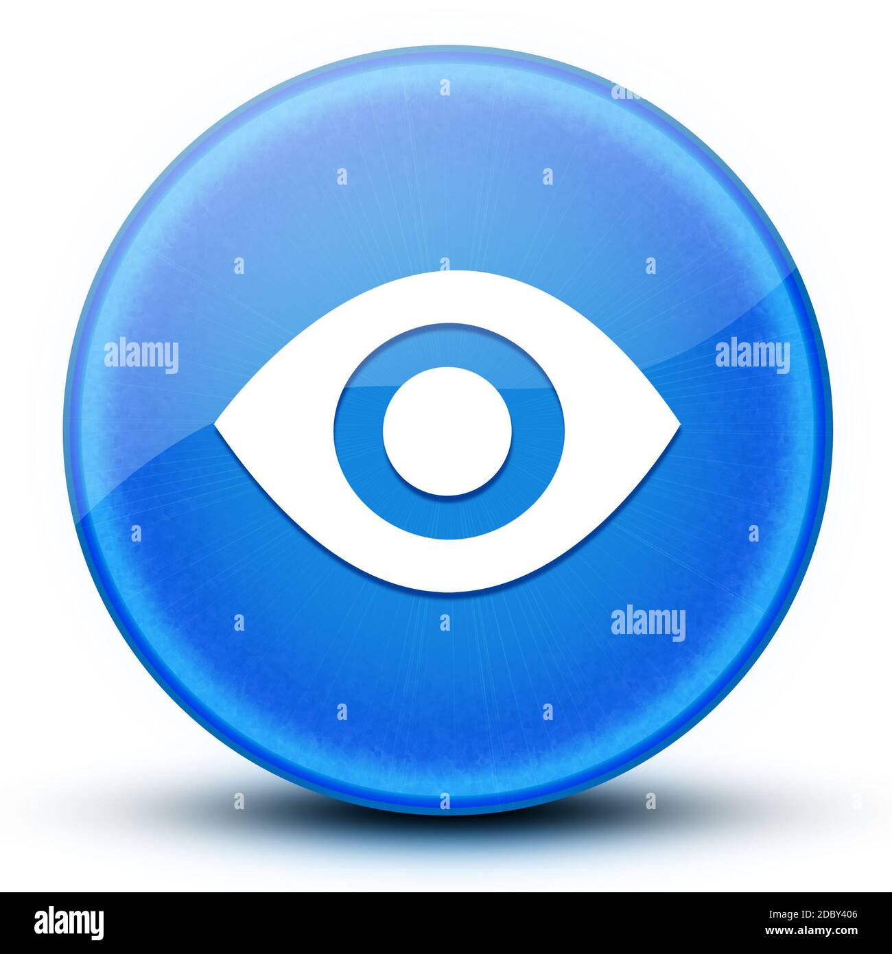 Visibilità eyeball blu lucido pulsante rotondo illustrazione astratta Foto Stock