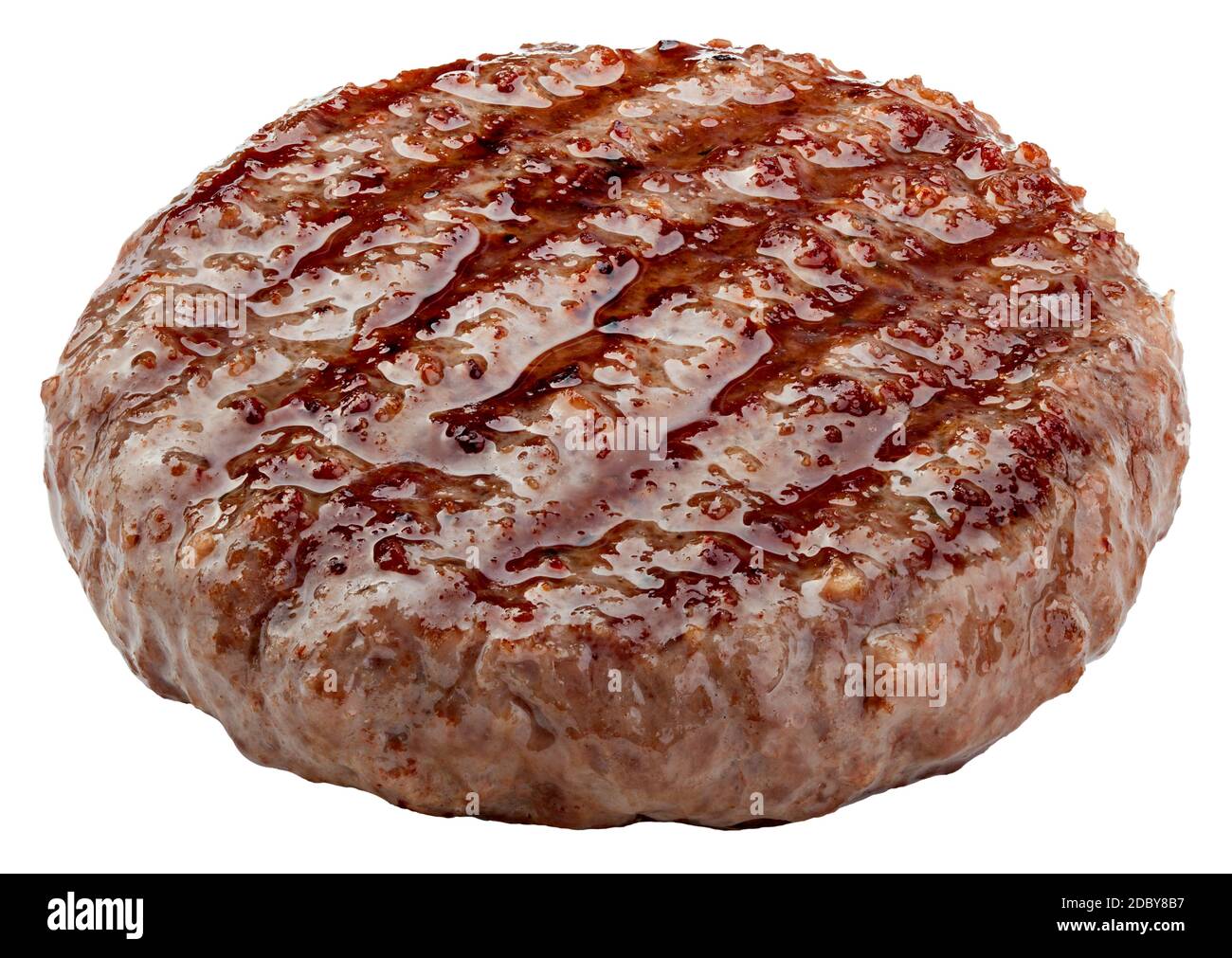 carne di hamburger alla griglia isolata su sfondo bianco, percorso di ritaglio, piena profondità di campo Foto Stock
