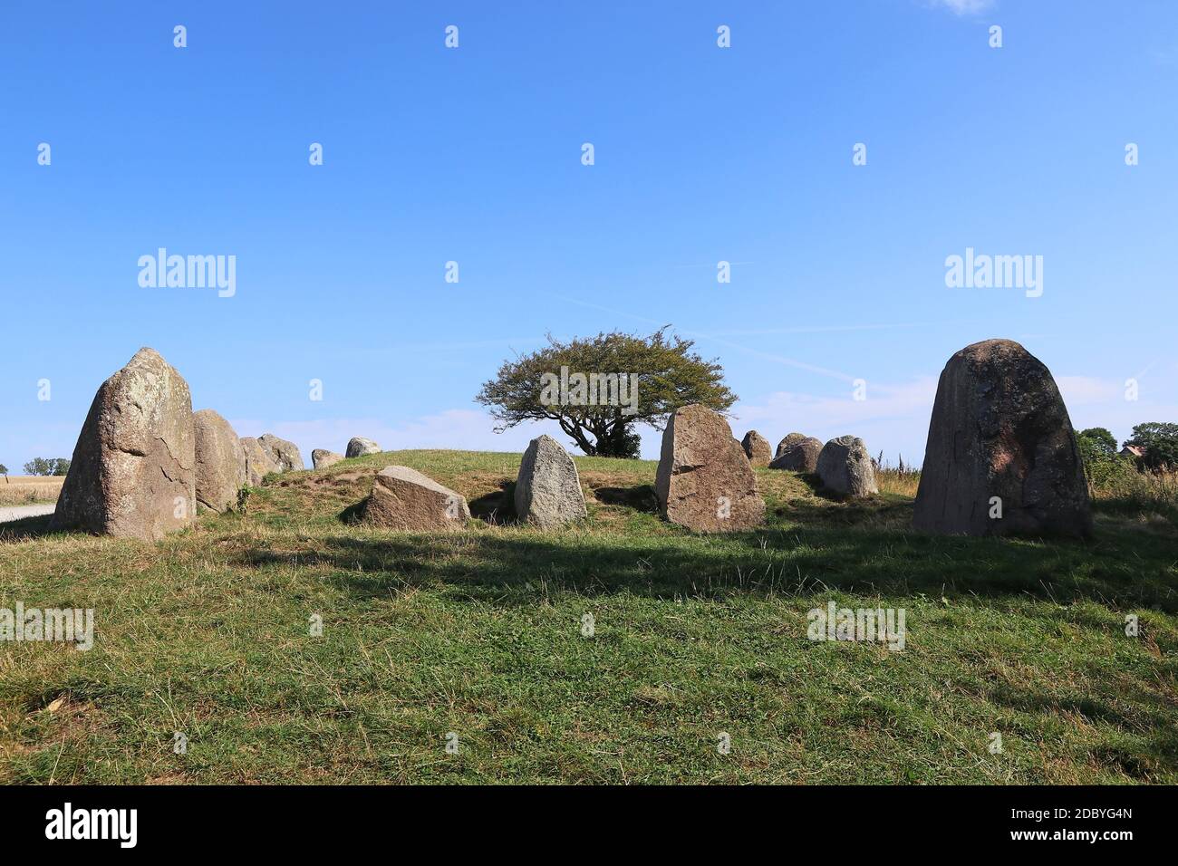 La tomba megalitica neolitica Nobin sull'isola tedesca di Ruegen Foto Stock