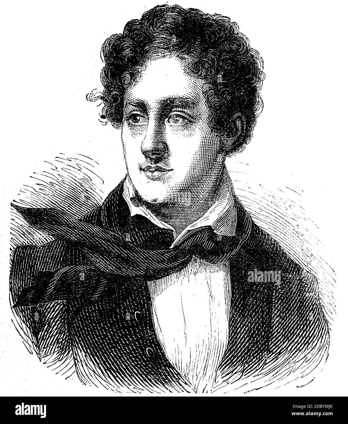 George Gordon Byron, 6° barone Byron, 22 gennaio 1788 - 19 aprile 1824, conosciuto semplicemente come Lord Byron, è stato un . Baron Byron, 22. Gennaio 1788 - 19. Aprile 1824, bekannt als Lord Byron, war ein britischer Dichter und einer der wesentlichen Vertrter der englischen Romantik, Historisch, storico, digitale riproduzione migliorata di un originale del 19 ° secolo / digitale Reproduktion einer Originalvollage aus dem 19. Jahrhundert Foto Stock