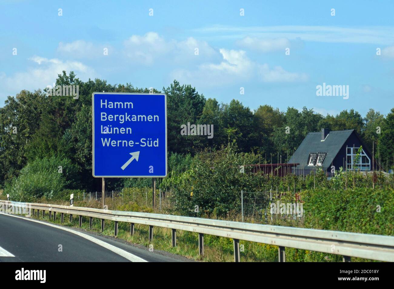 Autostrada federale uscita Hamm Bergkamen LÃ¼nen Werne SÃ¼d Foto Stock