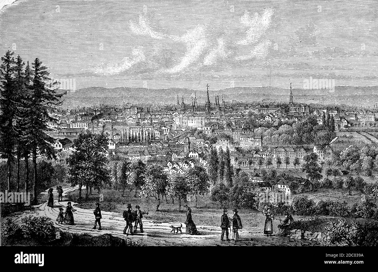 View on Bonn in 1884, Germany / Blick auf Bonn im Jahre 1884, Deutschland, Historisch, storico, digitale riproduzione migliorata di un originale del 19 ° secolo / digitale Reproduktion einer Originalvollage aus dem 19. Jahrhundert Foto Stock