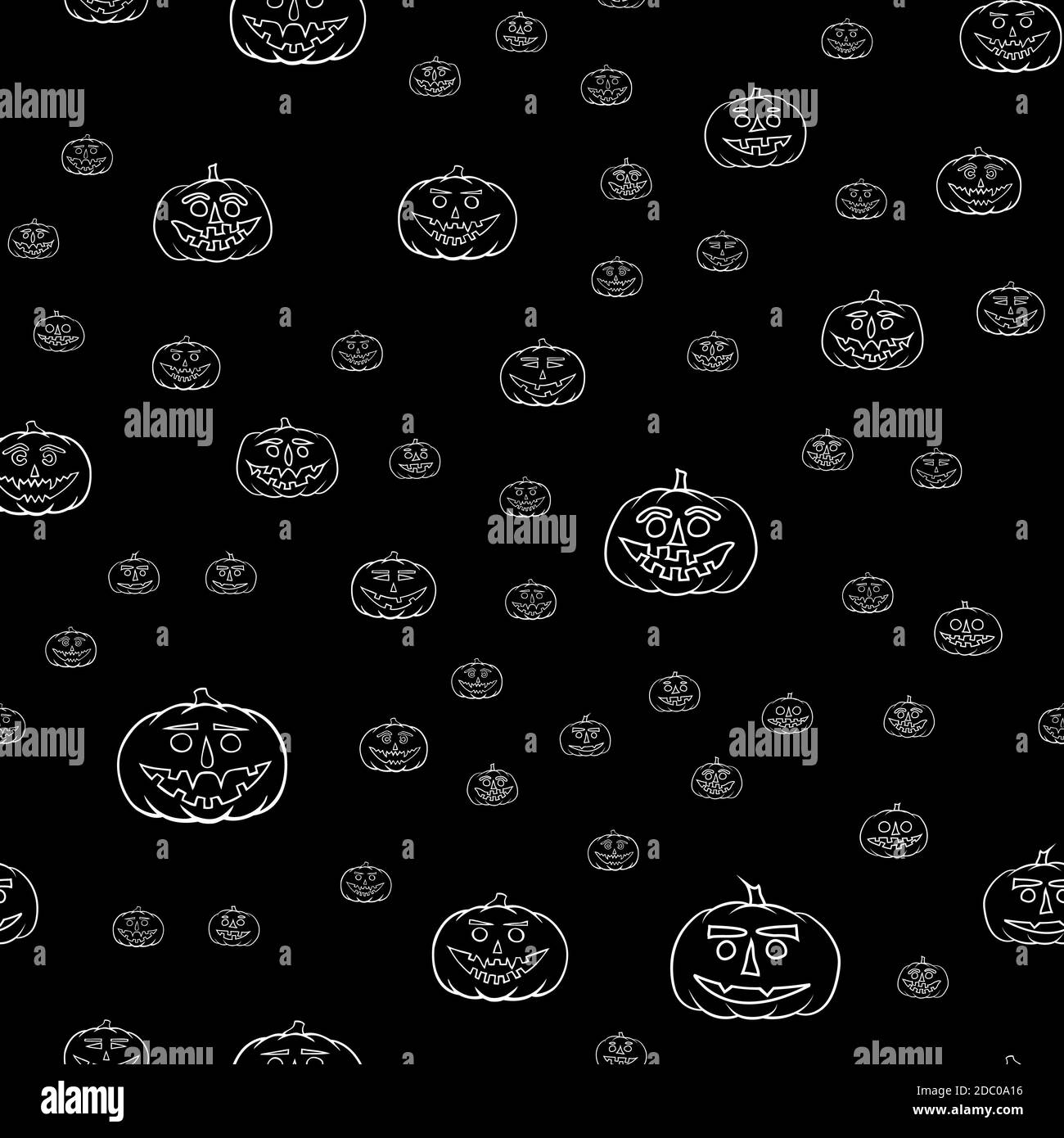 Disegnata a mano jack-o-lantern seamless pattern - sfondo di halloween Foto Stock